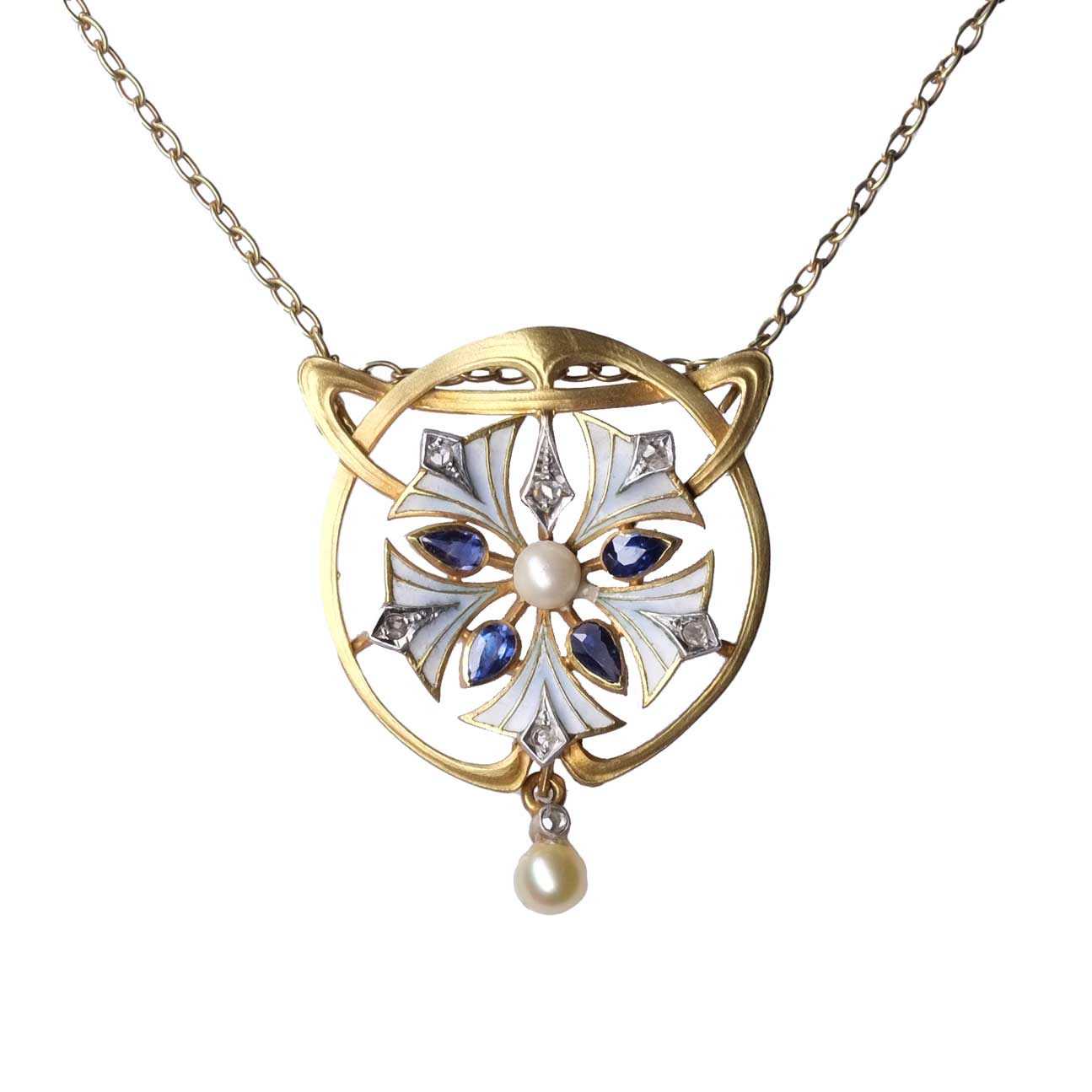 Art Nouveau Enamels & Sapphires Necklace