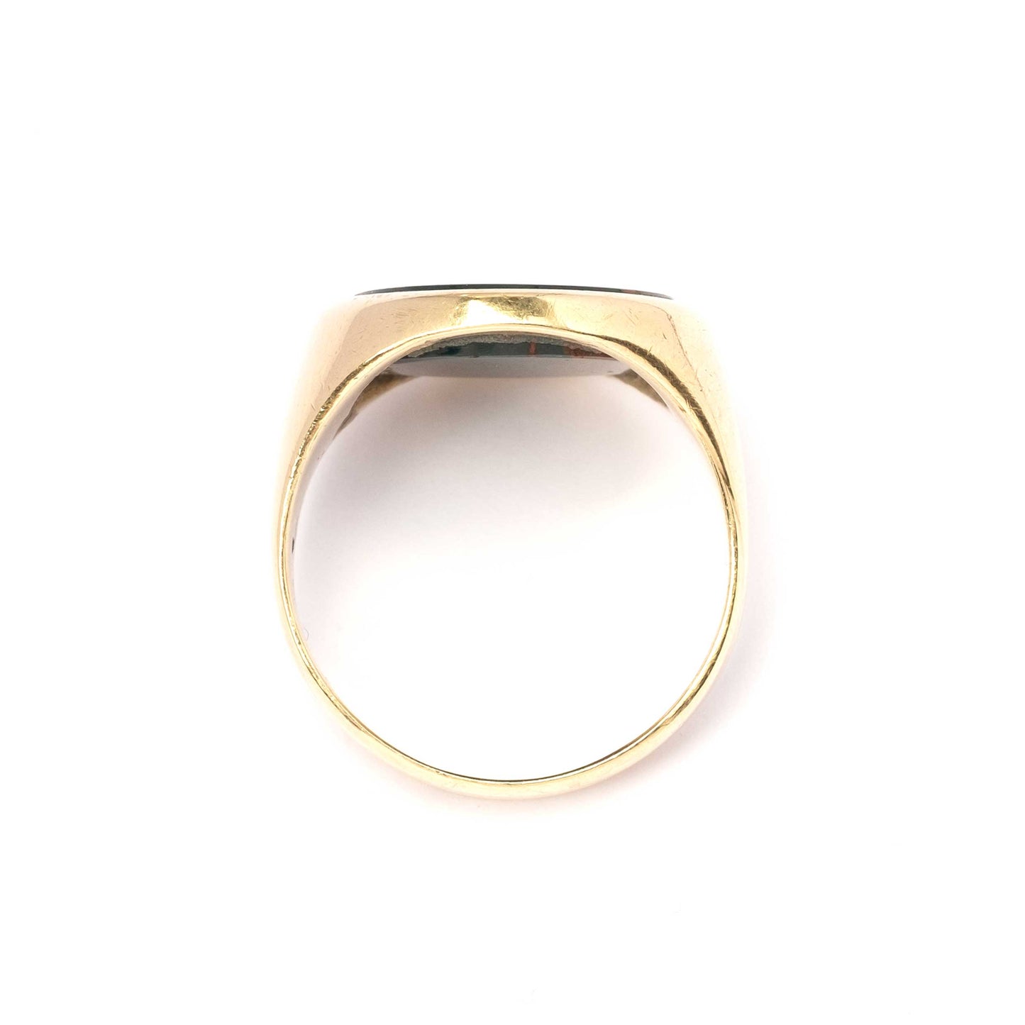 Anello Sigillo Antico in Oro 9ct con Diaspro Sanguigno Inciso a Mano