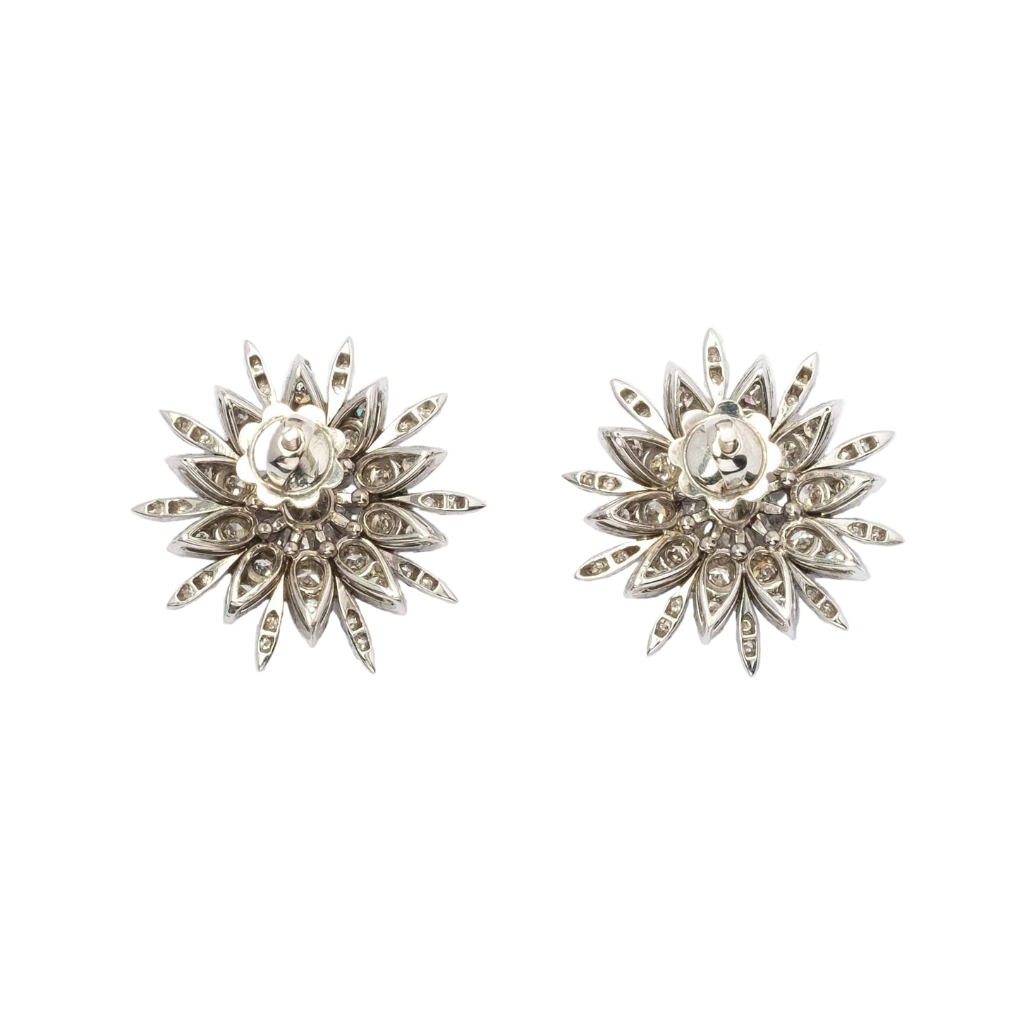 Important Vintage 1960s/70s Earrings in 18ct White Gold with Diamonds