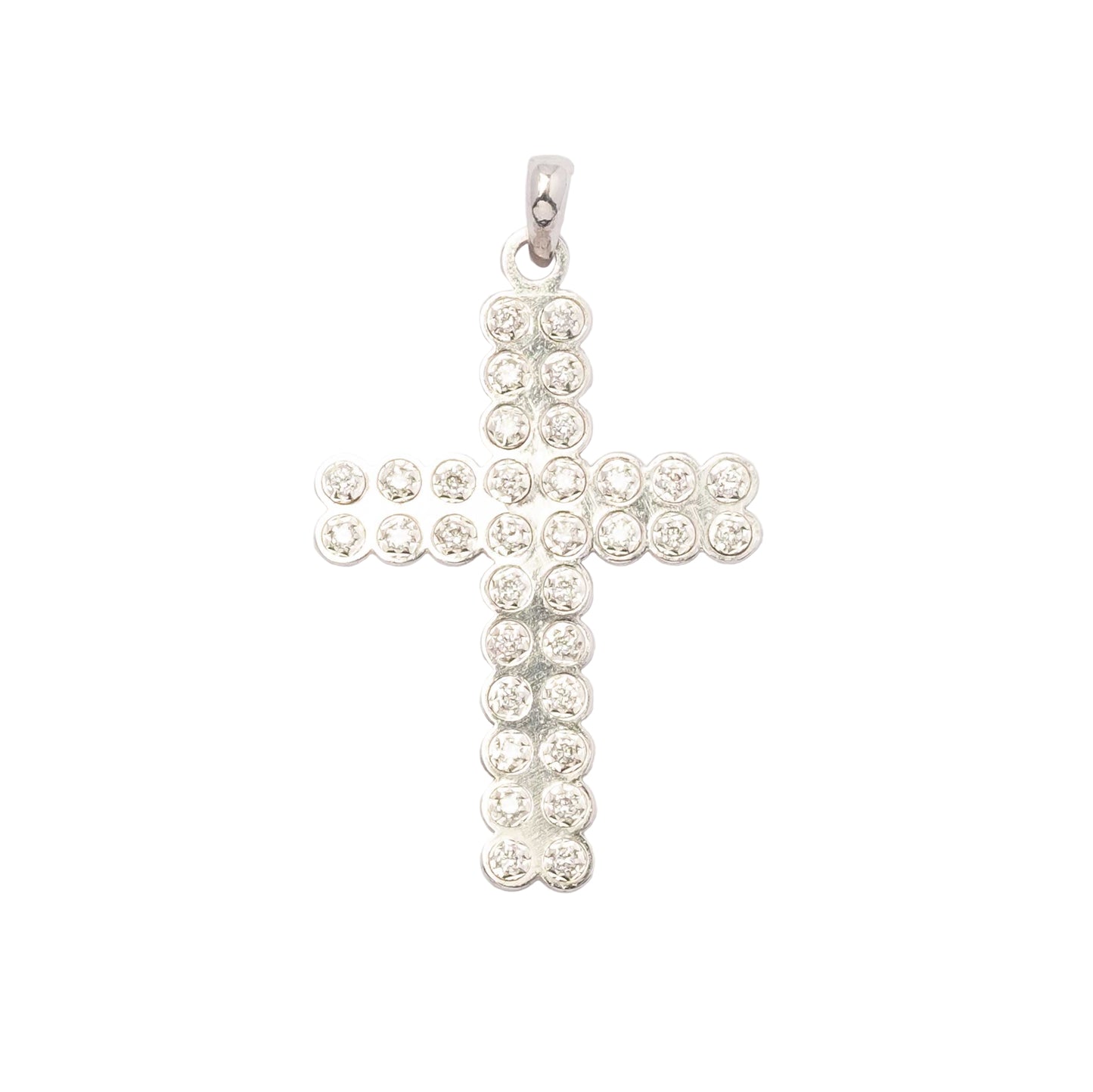 Platinum Cross Pendant with Diamonds, Italy Vintage
