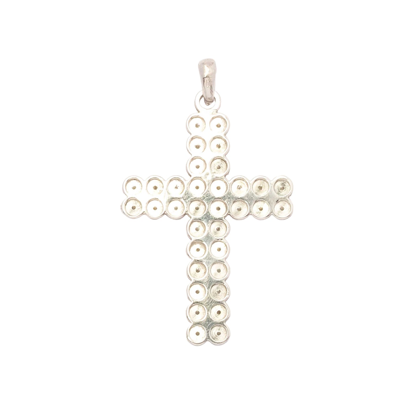 Platinum Cross Pendant with Diamonds, Italy Vintage