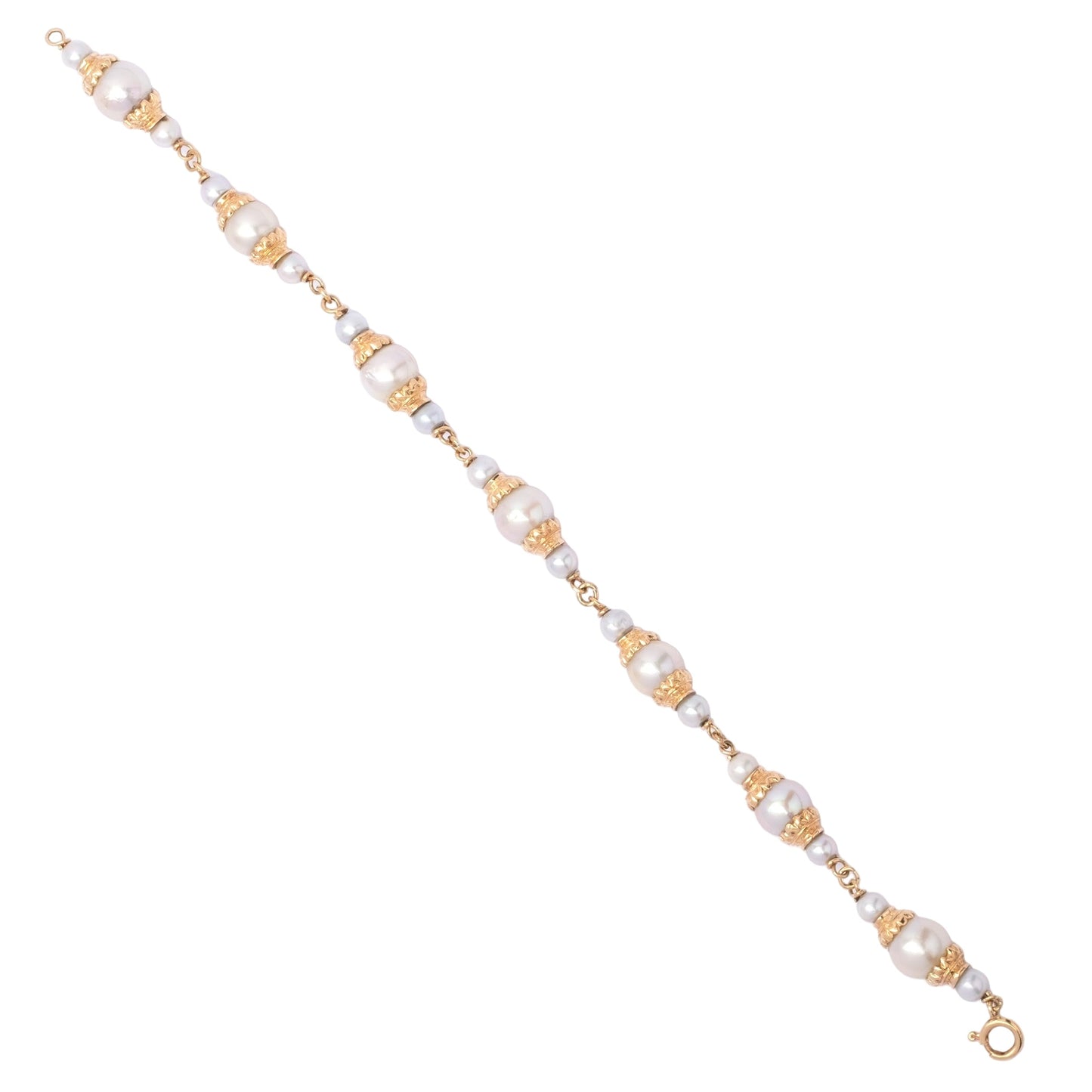 Finely Crafted Vintage 18ct Gold Bracelet with Cultured Pearls