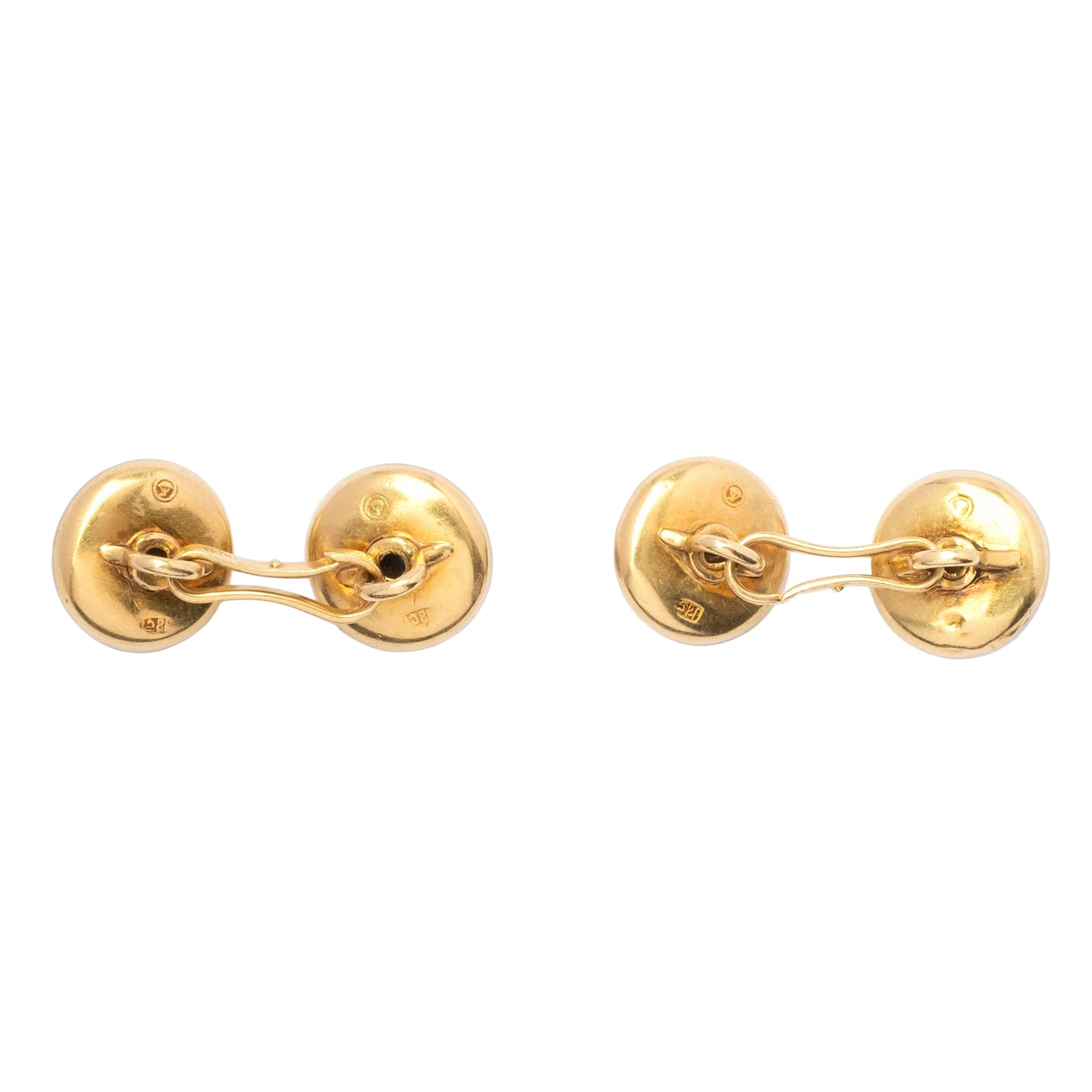 1930s Art Déco 18ct Gold Cufflinks with Enamel and Cabochon Sapphires