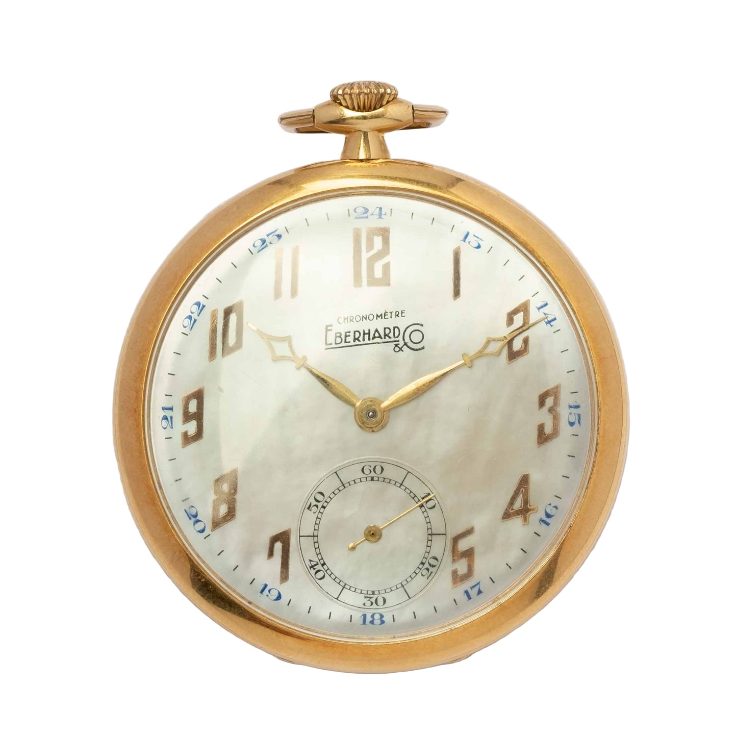 Eberhard & Co. Pocket Watch in 18ct Gold with Rare Mother-of-Pearl Dial – Art Déco, 1930