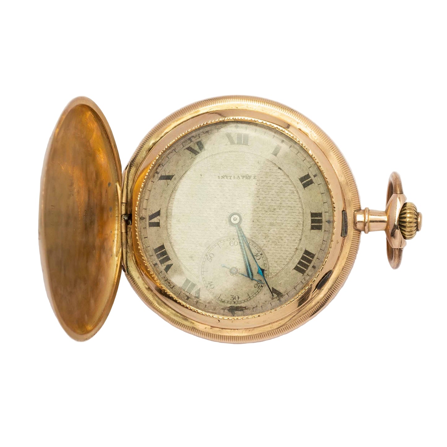 Gold Pocket Watch Signed “Initiative” – Lever Escapement with Breguet Hairspring, Early 20th Century