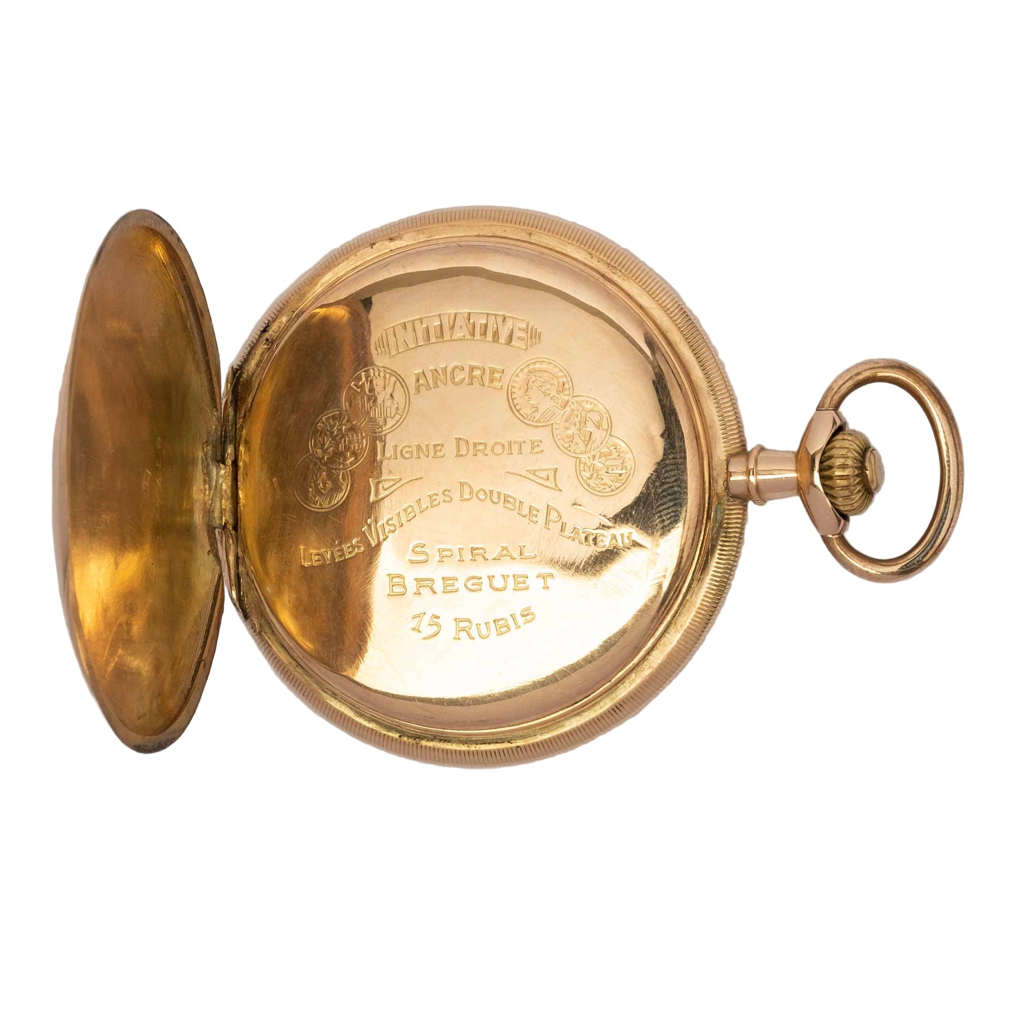 Gold Pocket Watch Signed “Initiative” – Lever Escapement with Breguet Hairspring, Early 20th Century