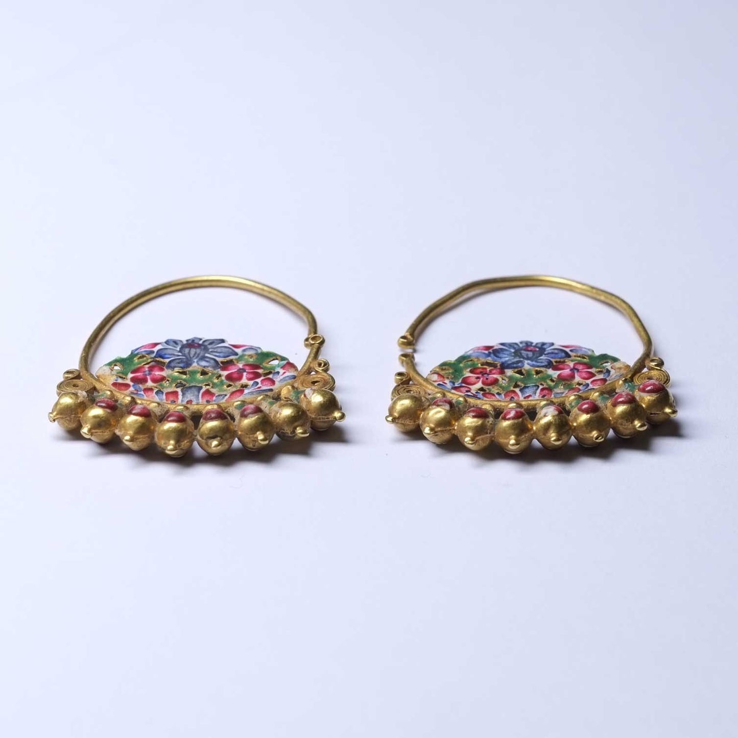Polychrome Enamel Persian Earrings XIX Century