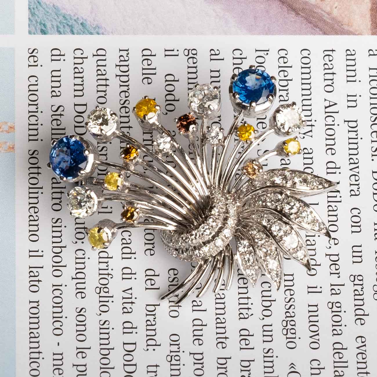 1960s Diamond & Sapphire Brooch – G. Petochi Roma