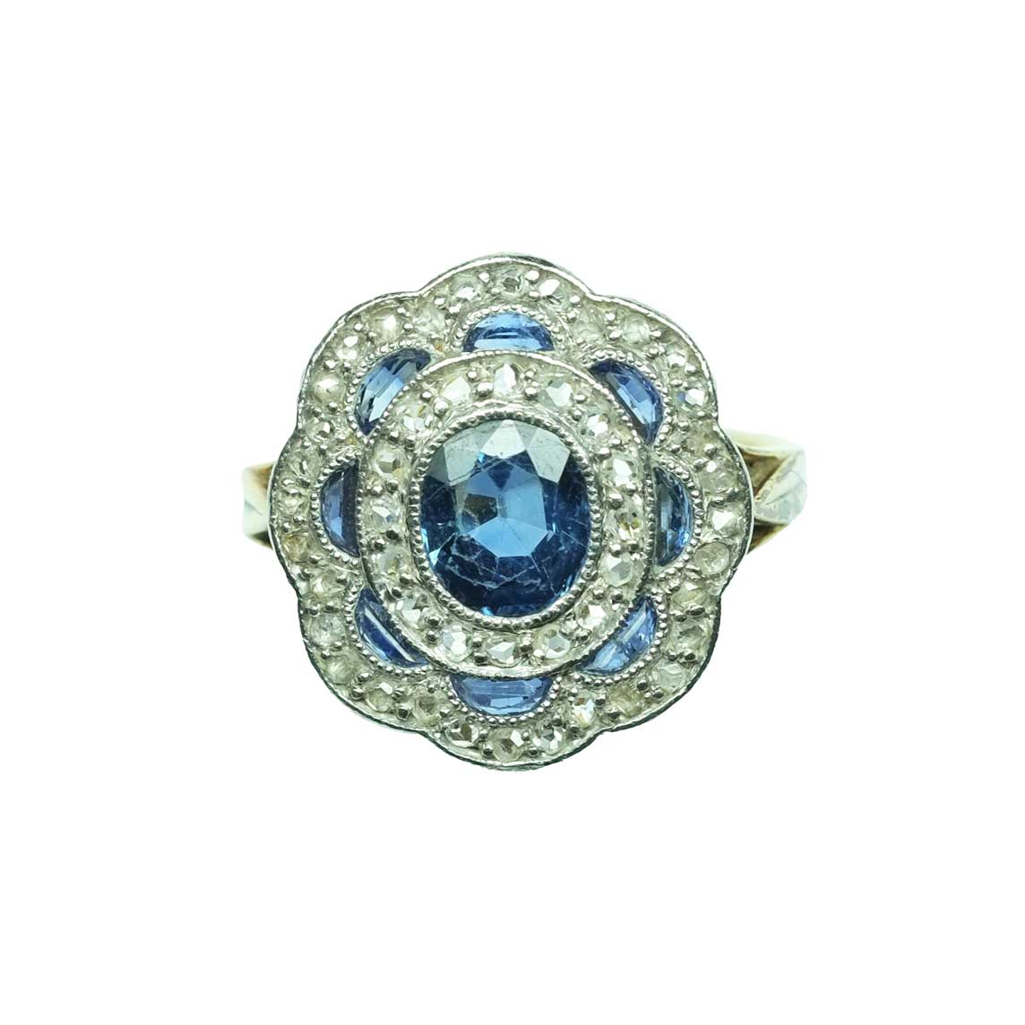 Deco period sapphires and diamonds ring