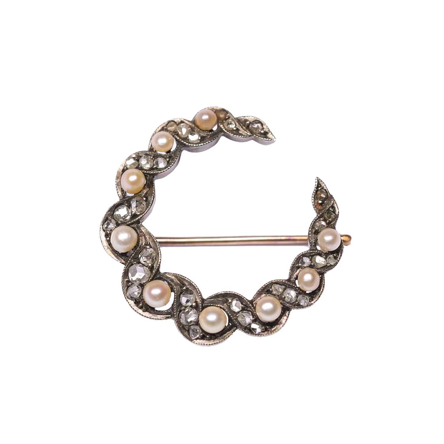 Antique Half Moon Crescent Brooch