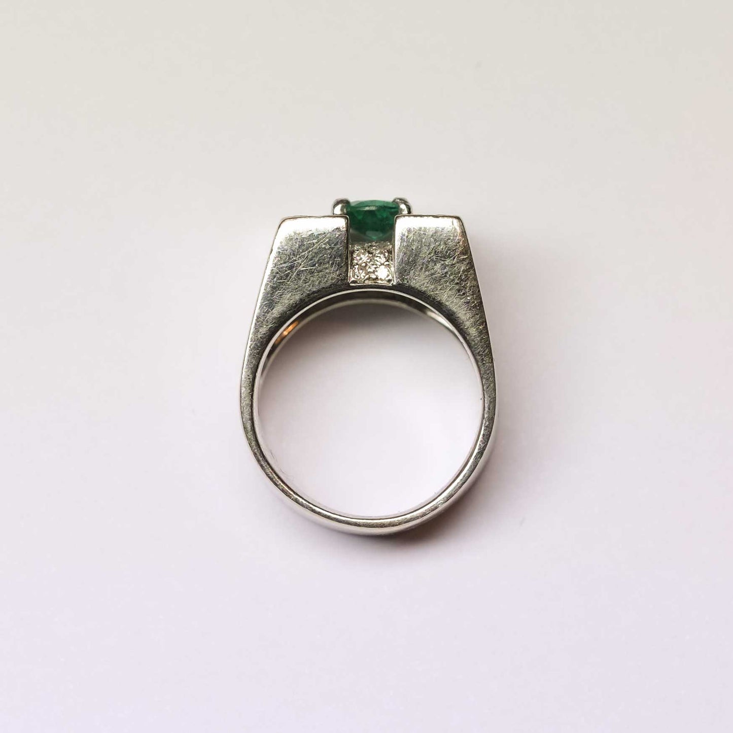 Geometric Cocktail Ring with Emeralds & Diamonds