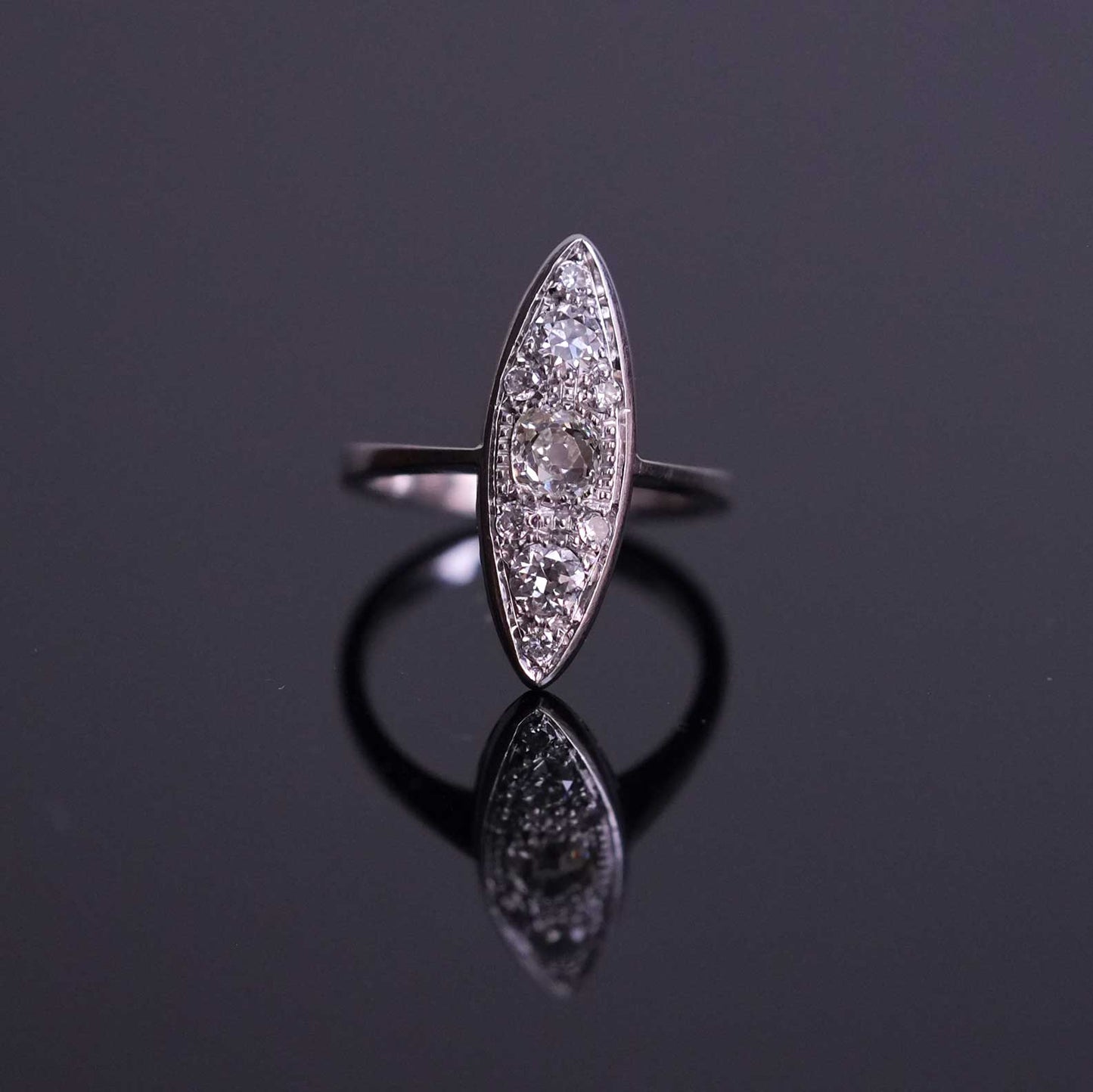 Marquise Ring with Old Cut Diamonds