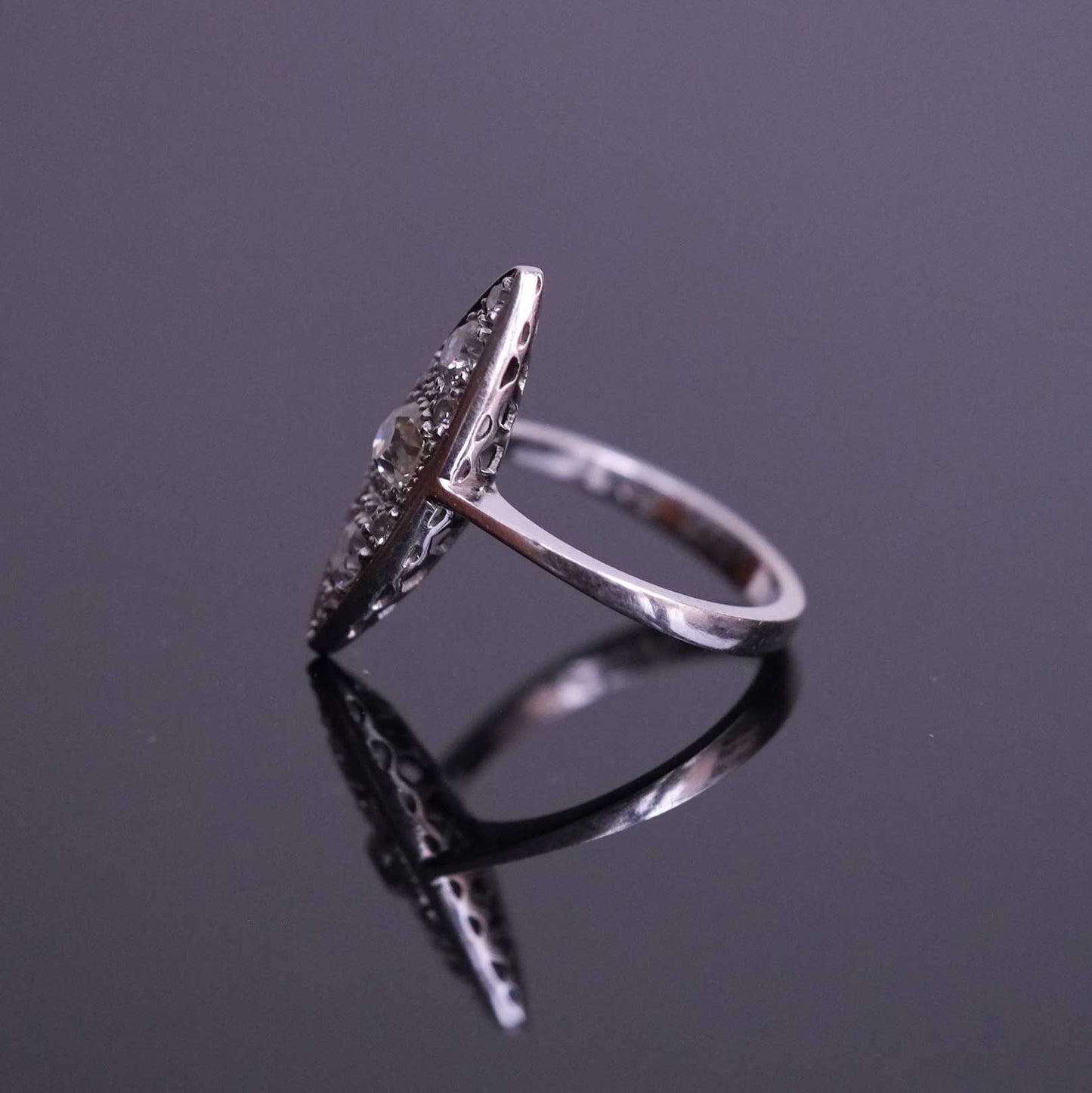 Marquise Ring with Old Cut Diamonds