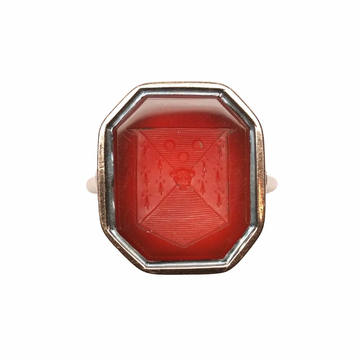 Octagonal Gold Carnelian Intaglio Ring