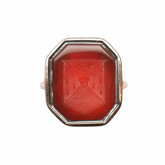 Octagonal Gold Carnelian Intaglio Ring