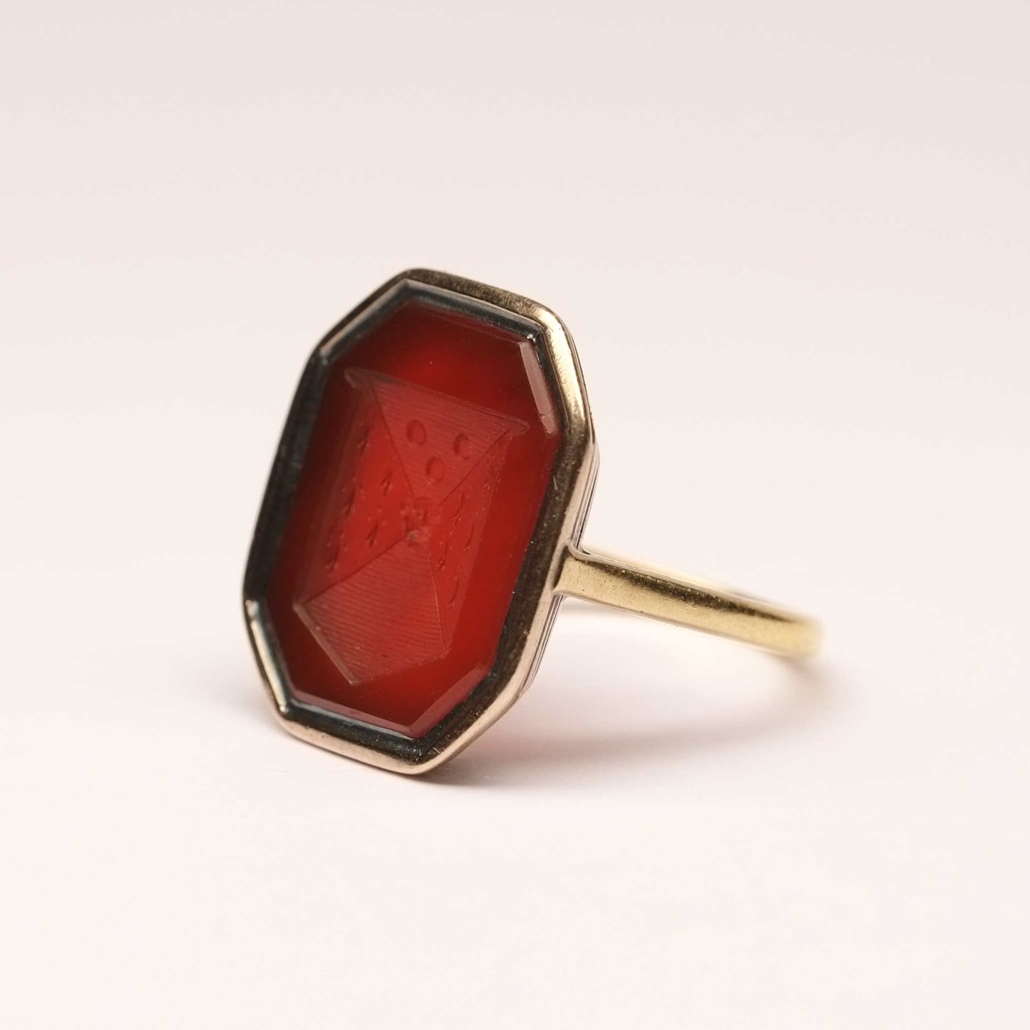 Octagonal Gold Carnelian Intaglio Ring
