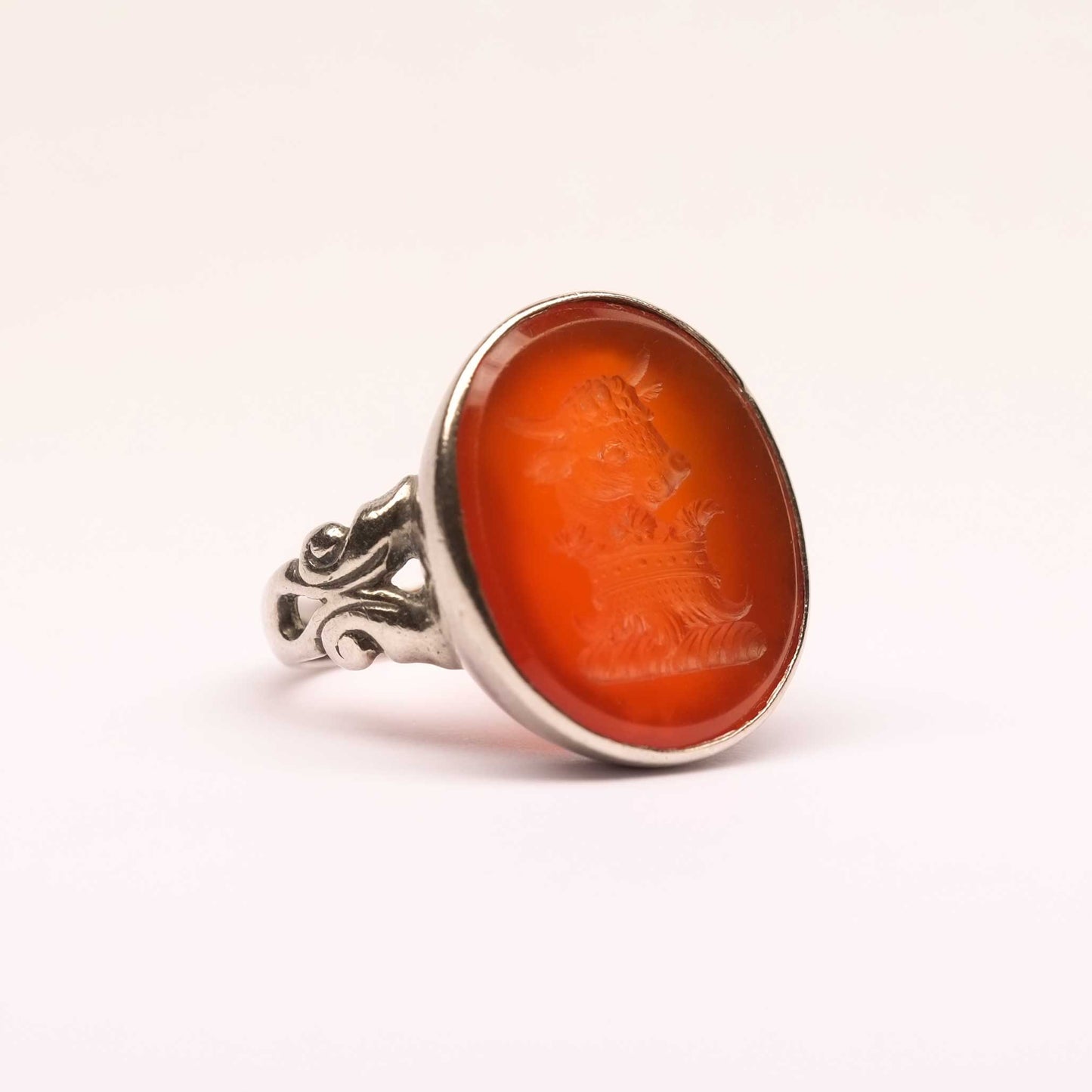 Carnelian Intaglio Silver Ring