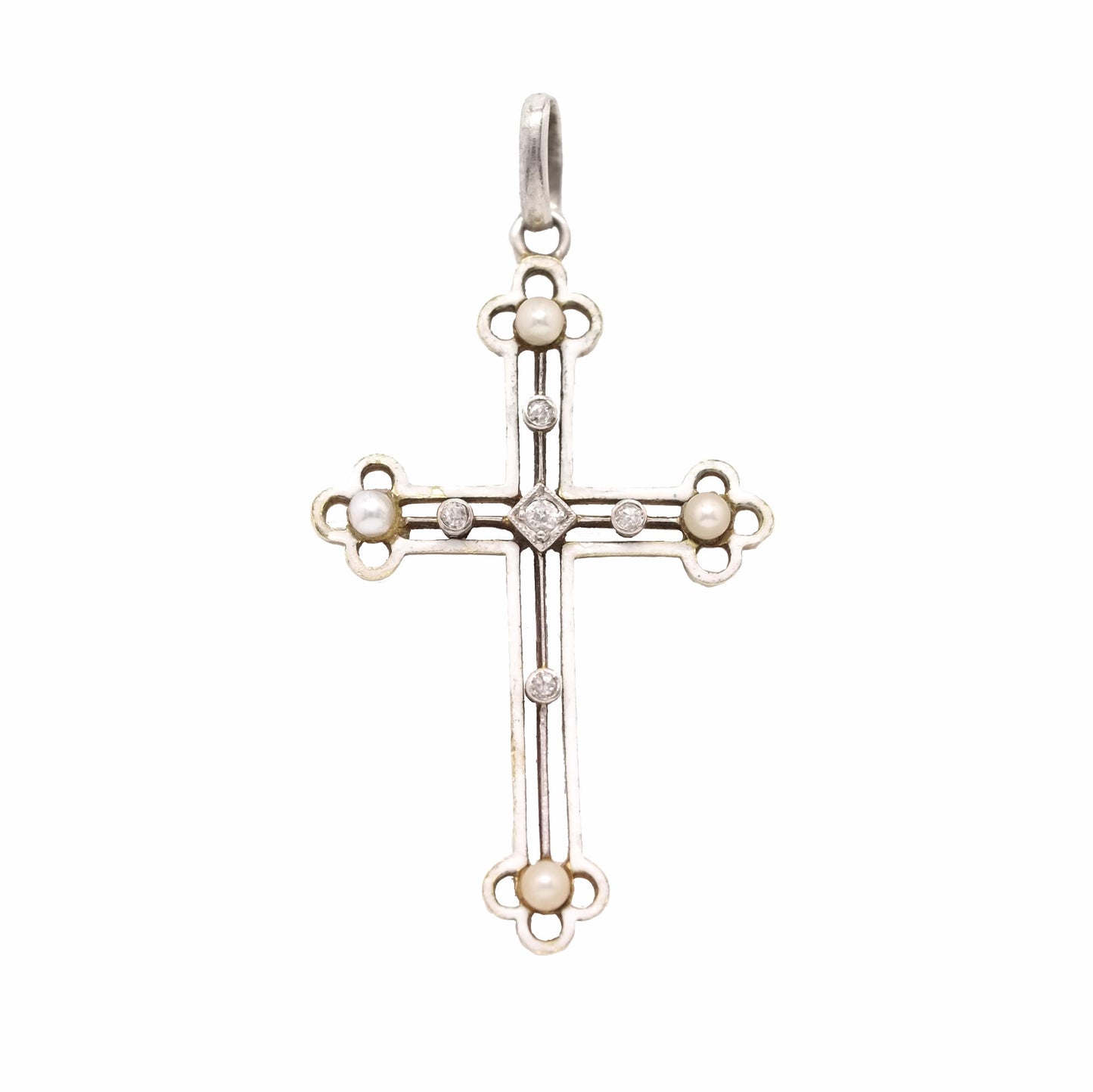 Antique Enamel Cross Pendant