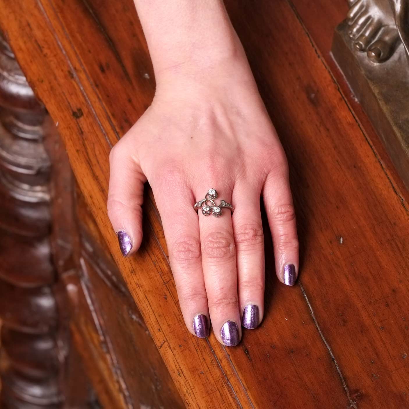 Art Nouveau 3 Diamond Ring
