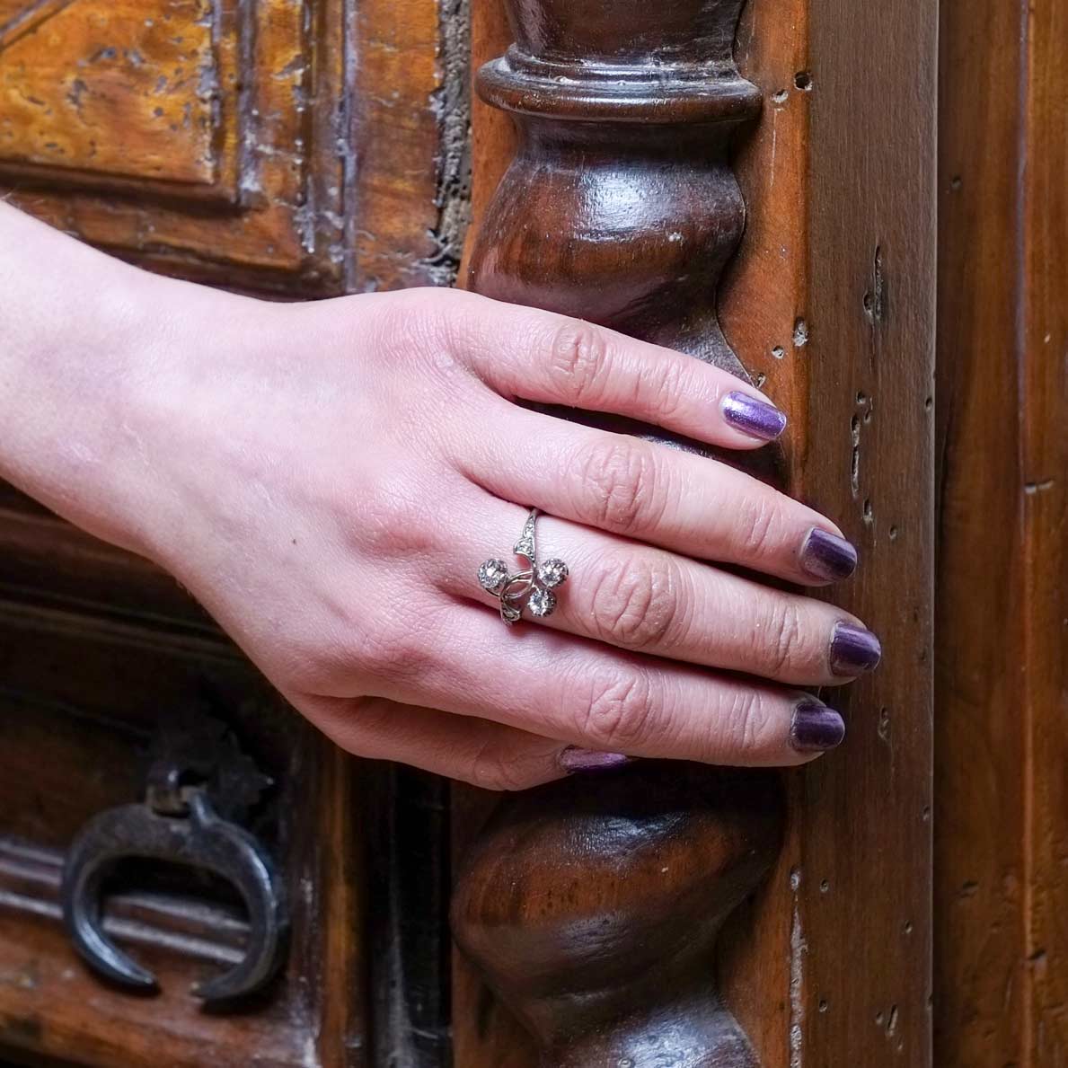 Art Nouveau 3 Diamond Ring