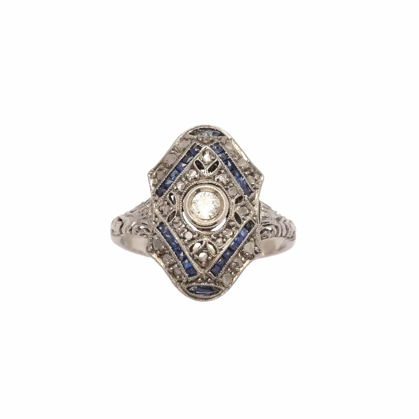 Art Deco Sapphires Rhomboid Ring