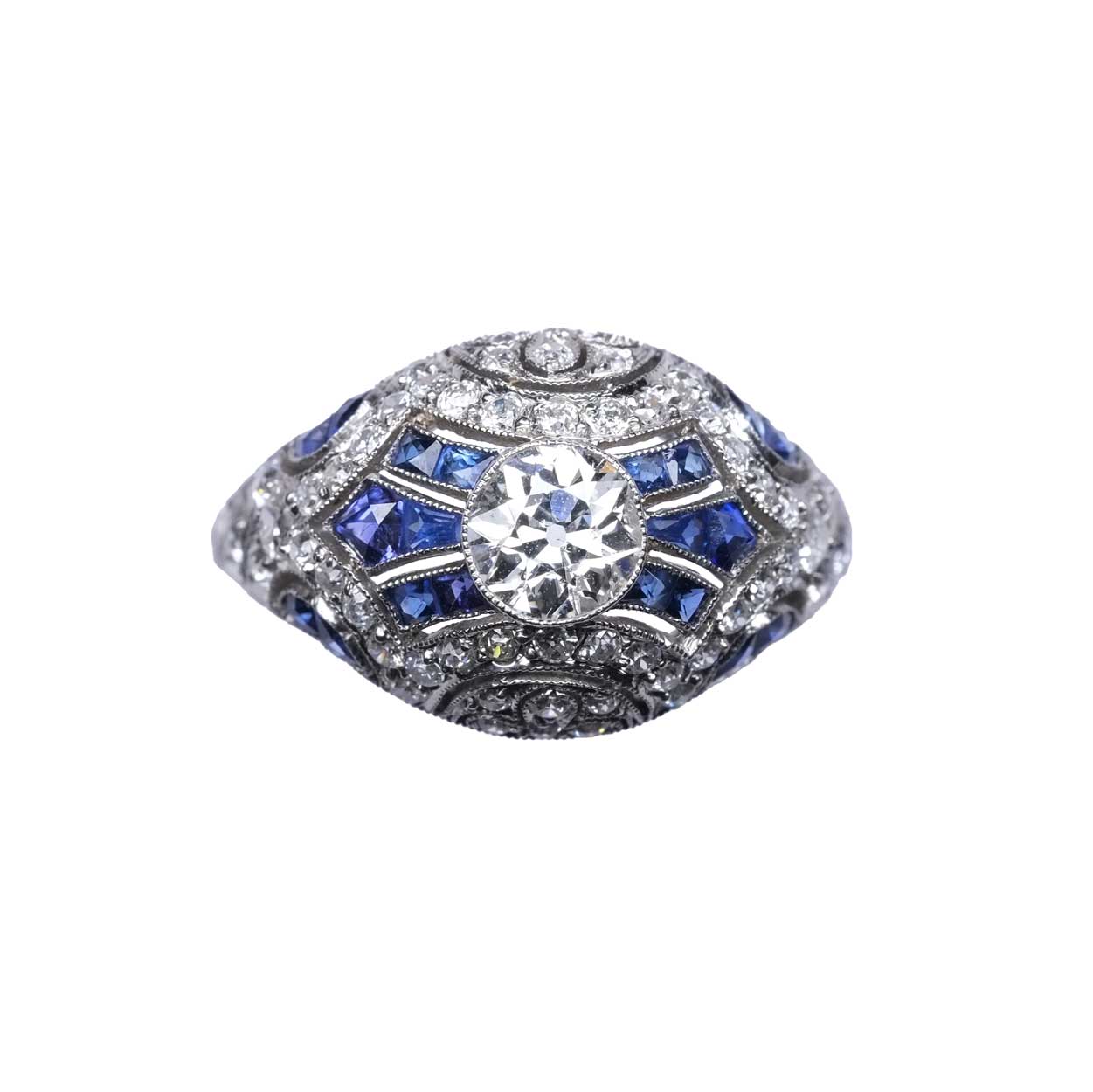 Diamonds & Sapphires Platinum Ring
