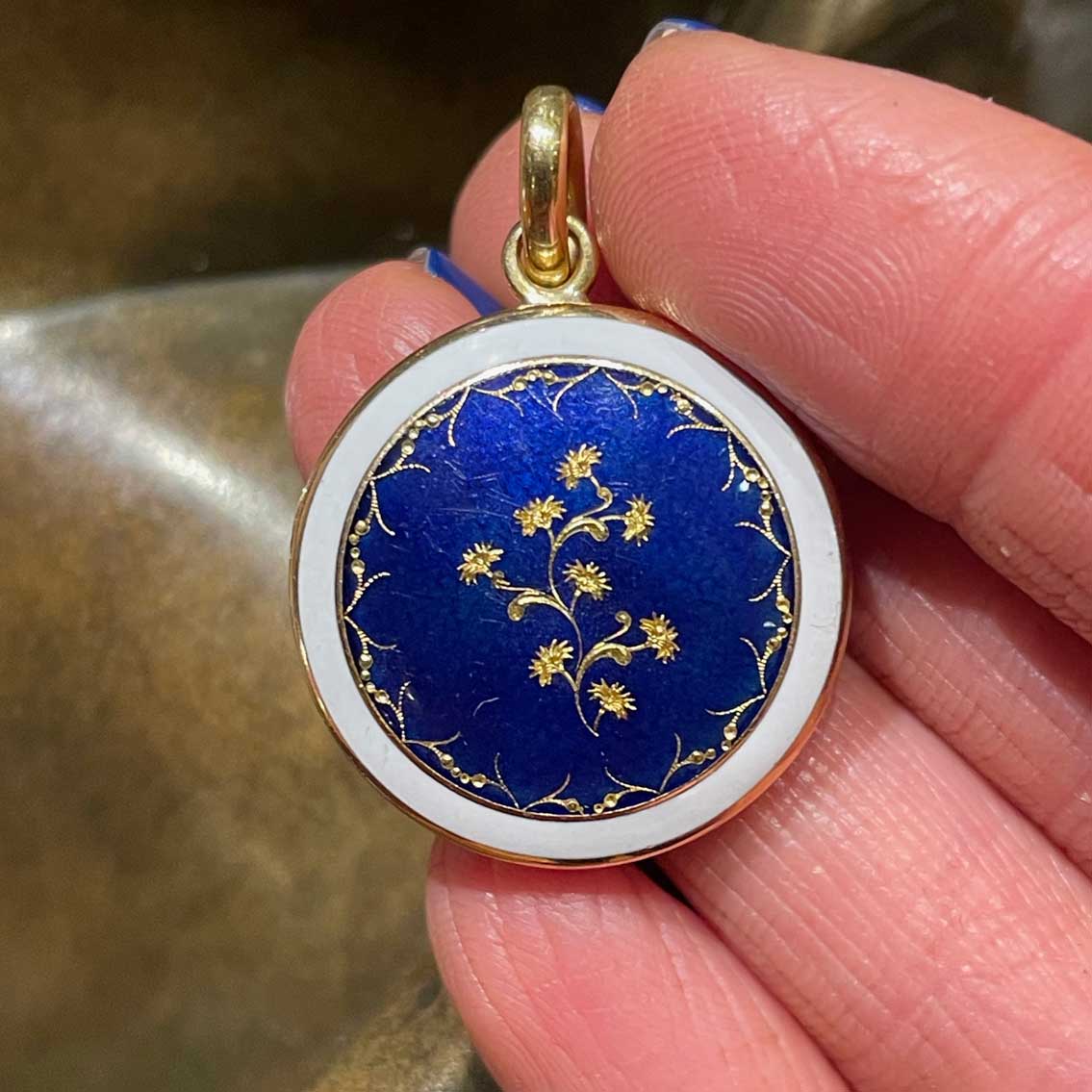 Antique Enamel Locket Pendant