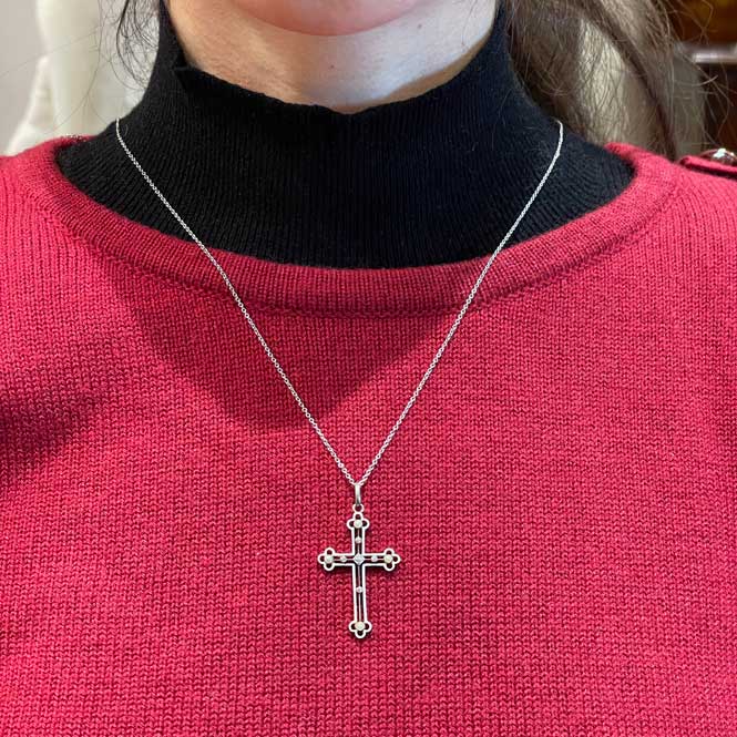 Antique Enamel Cross Pendant