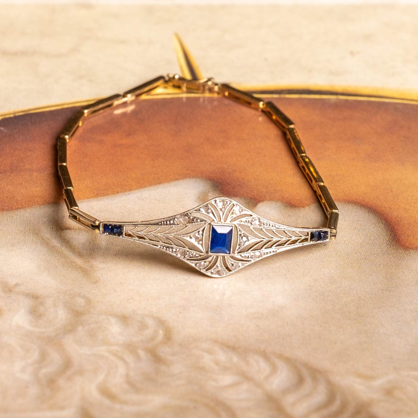 Art Deco Bracelet with Sapphires and Diamonds