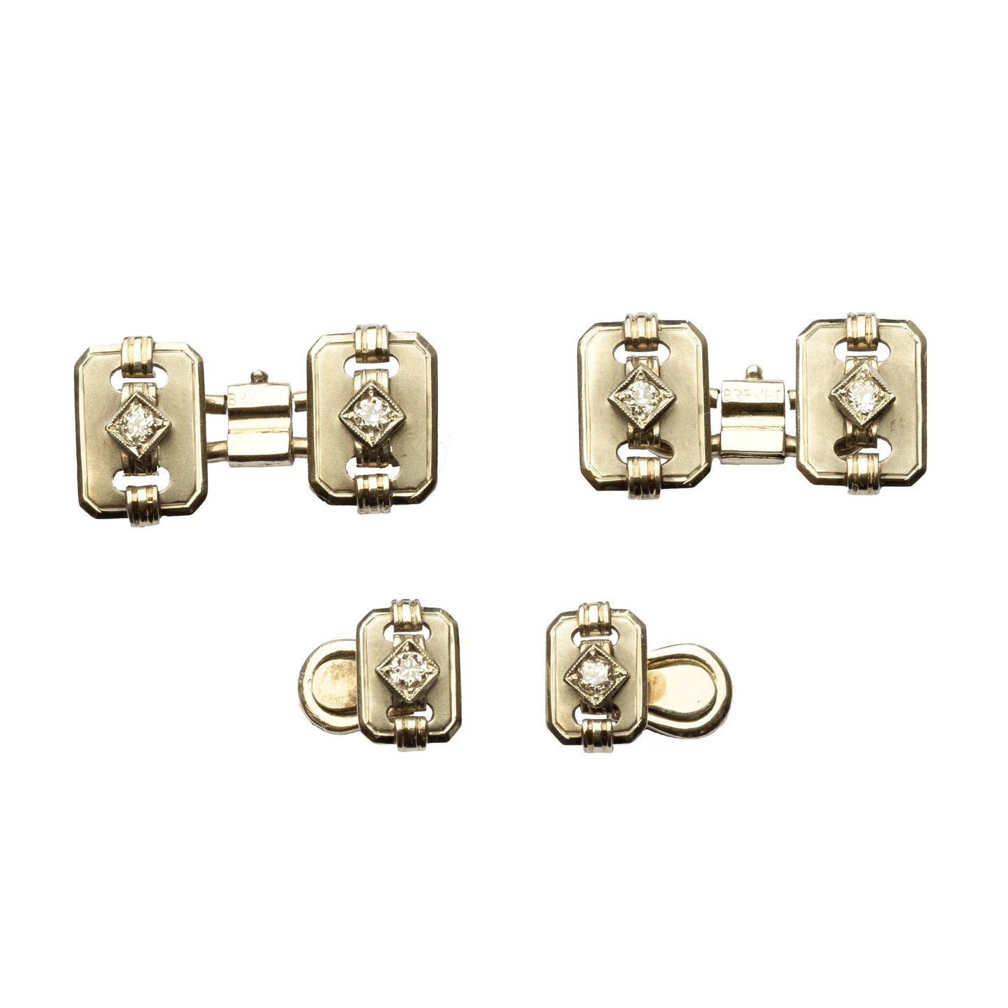 Art Deco Cufflinks White Gold & Diamonds