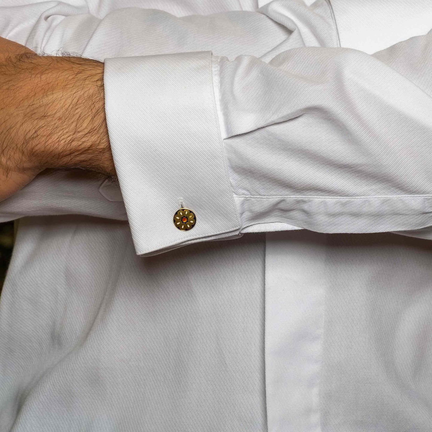 Polychrome enamel cufflinks