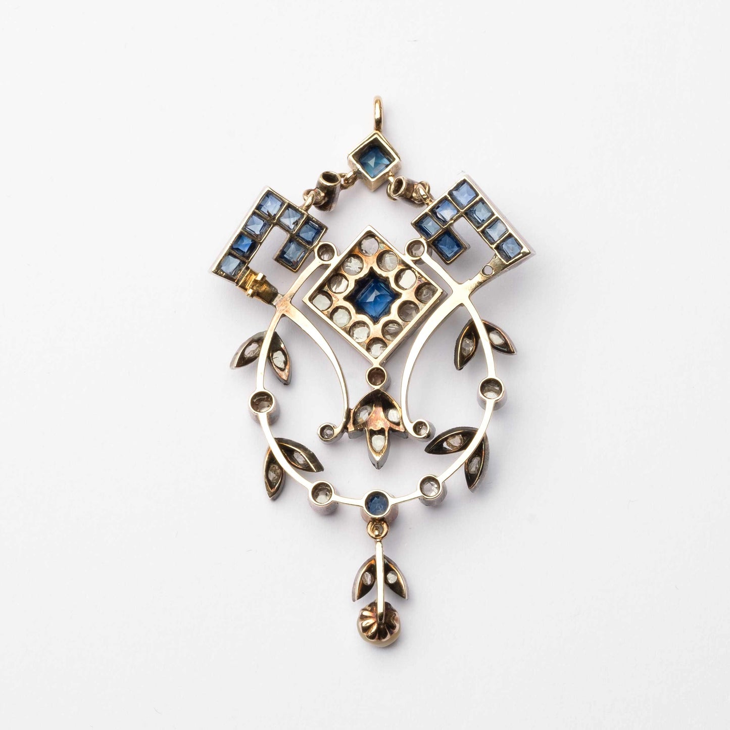 Art Deco Pendant Sapphires & Diamonds