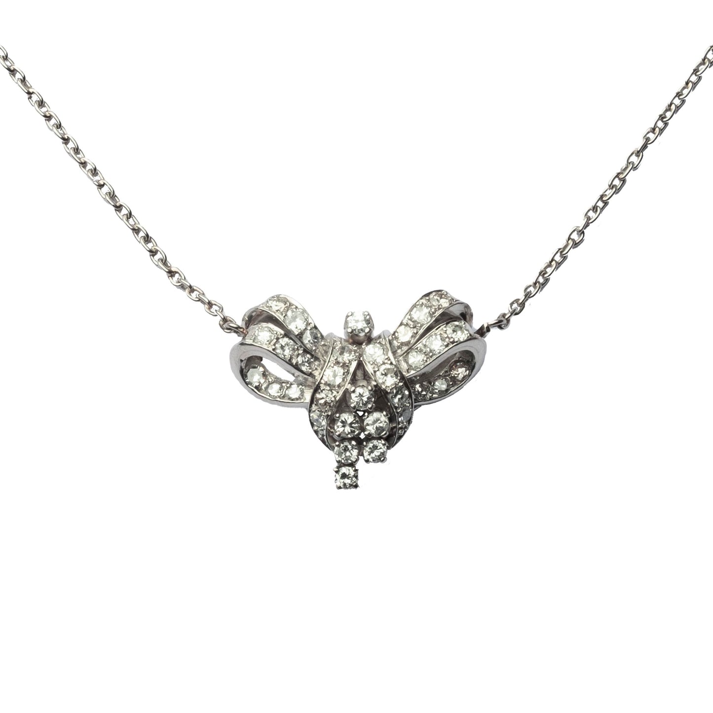 1950s Diamond bow necklace