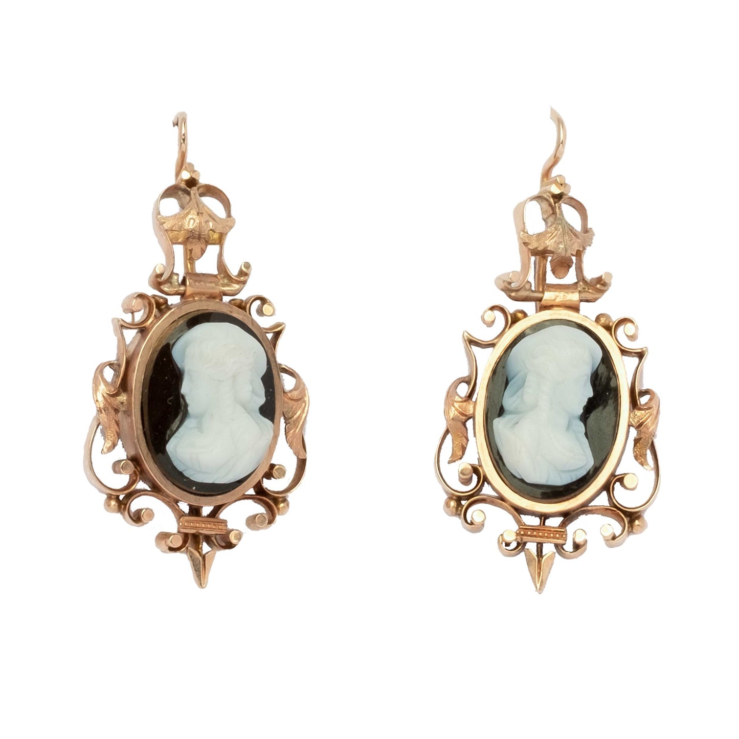 Victorian Agate Cameo Earrings