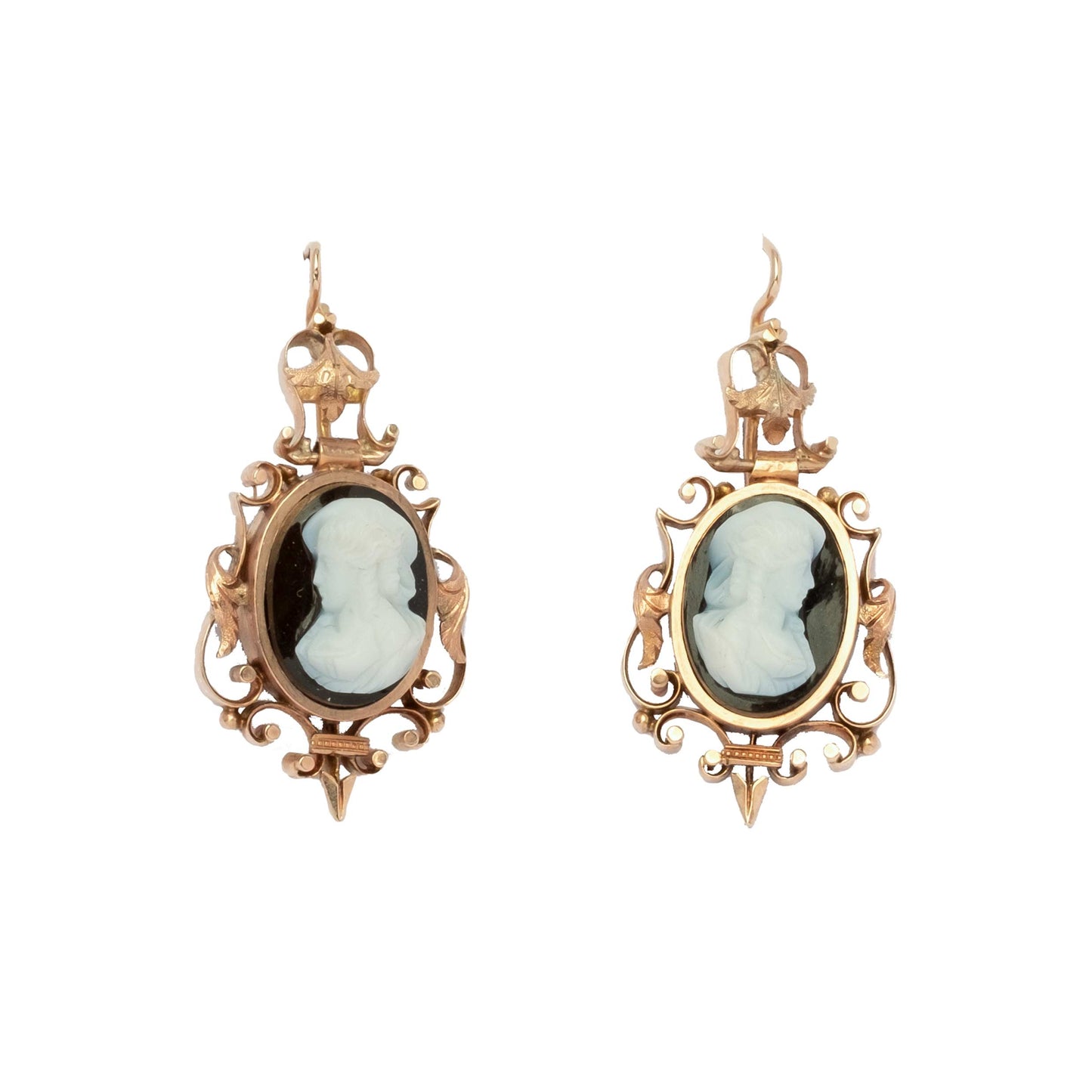 Victorian Agate Cameo Earrings