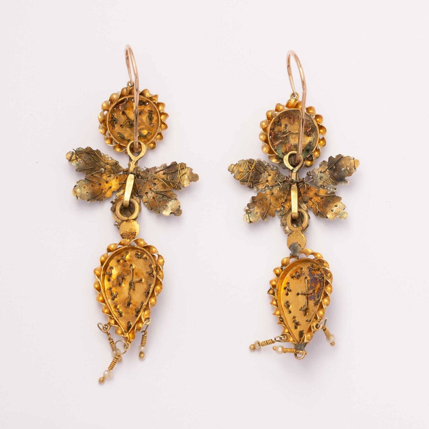 Antique earrings with micropearls Naples 19th Century