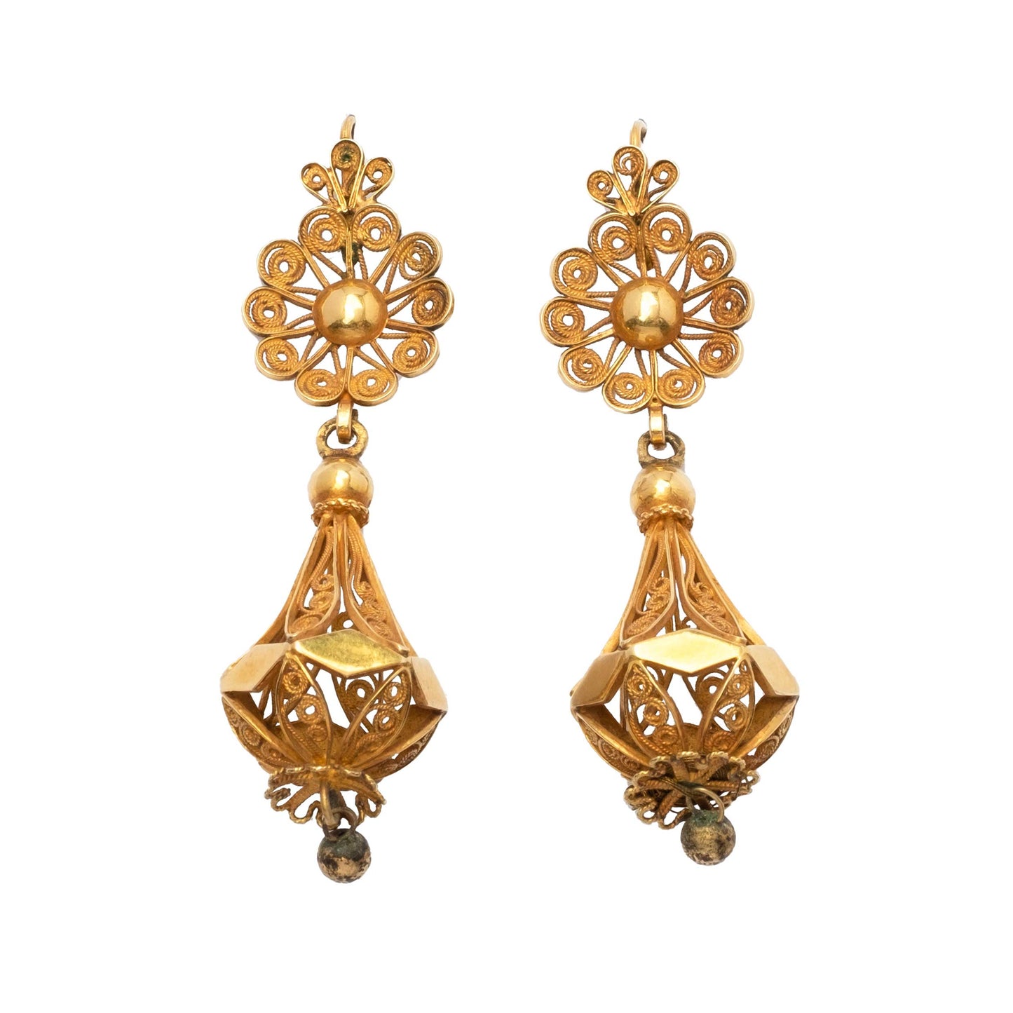 Antique gold pendant earrings