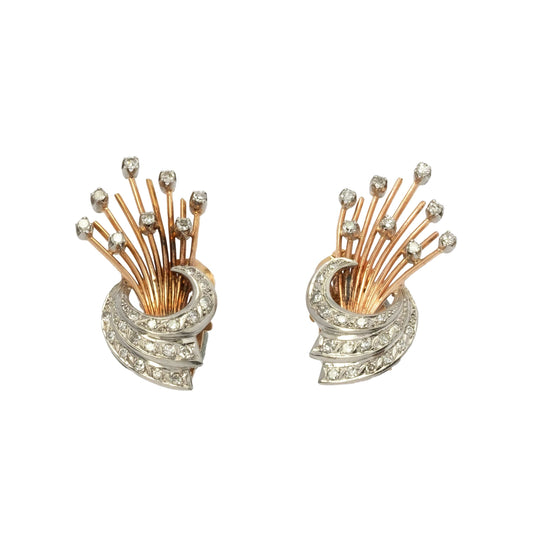 1950s rose gold and diamond earrings