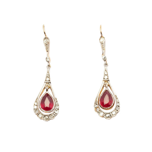 Art Deco diamond and ruby earrings