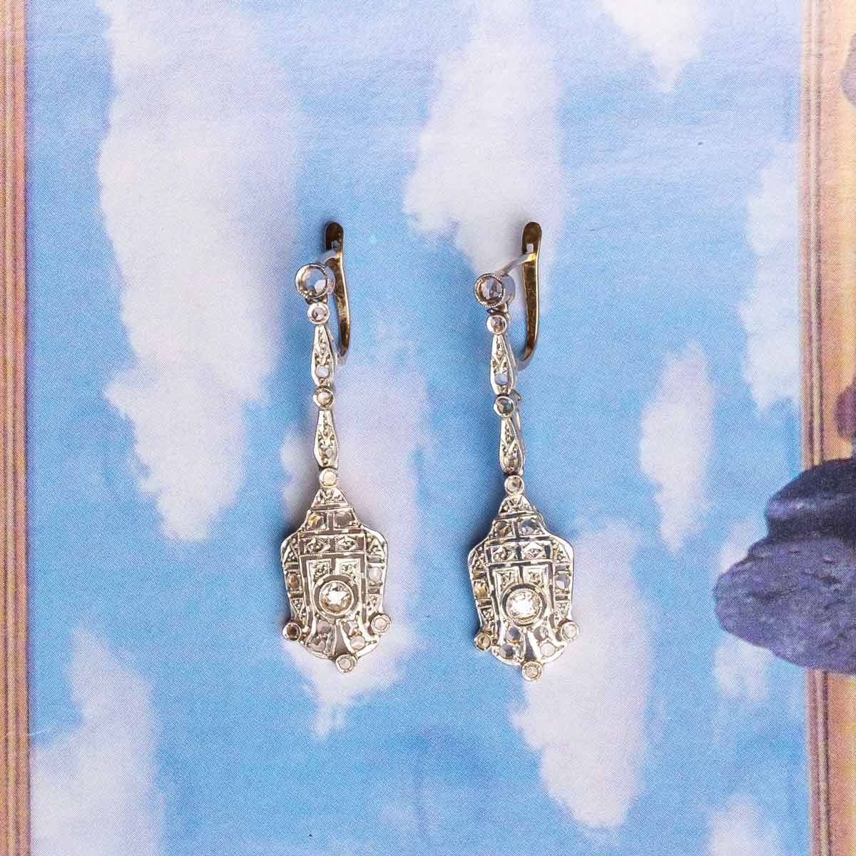 Long Deco diamond earrings