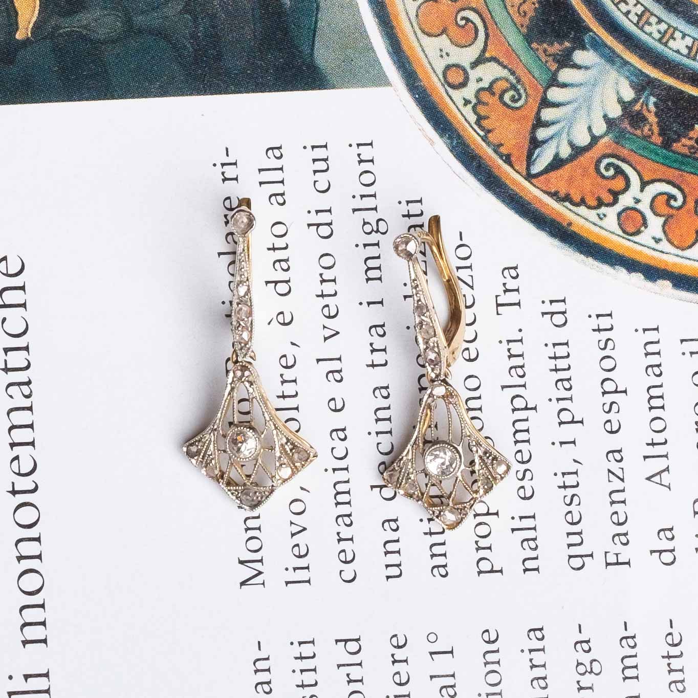 Deco period diamond earrings