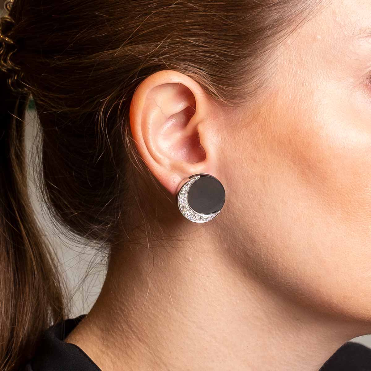 Onyx and diamond earrings