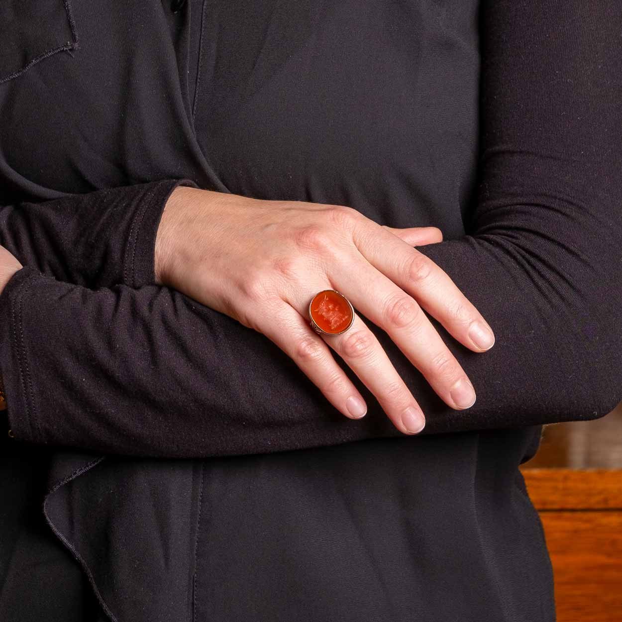 Carnelian Intaglio Silver Ring