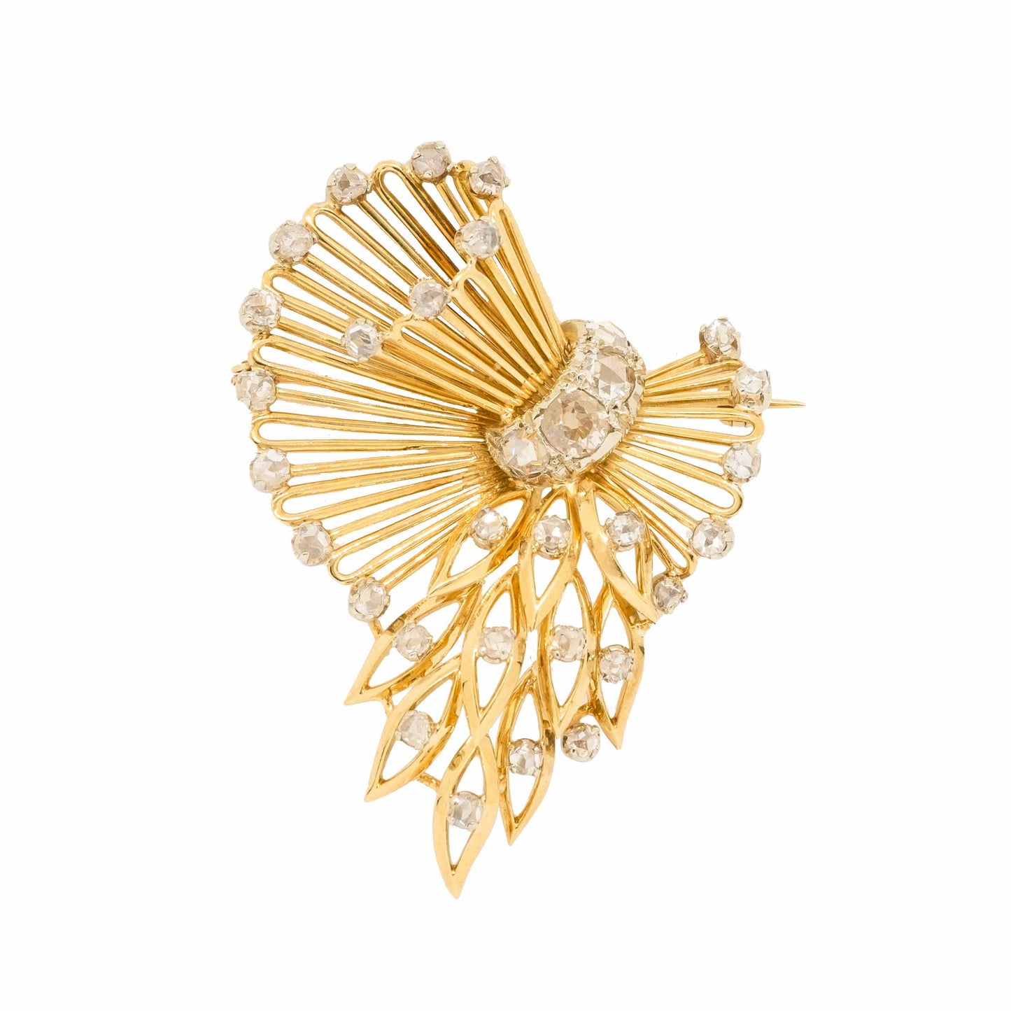 Gold & Diamond Bow shaped Brooch