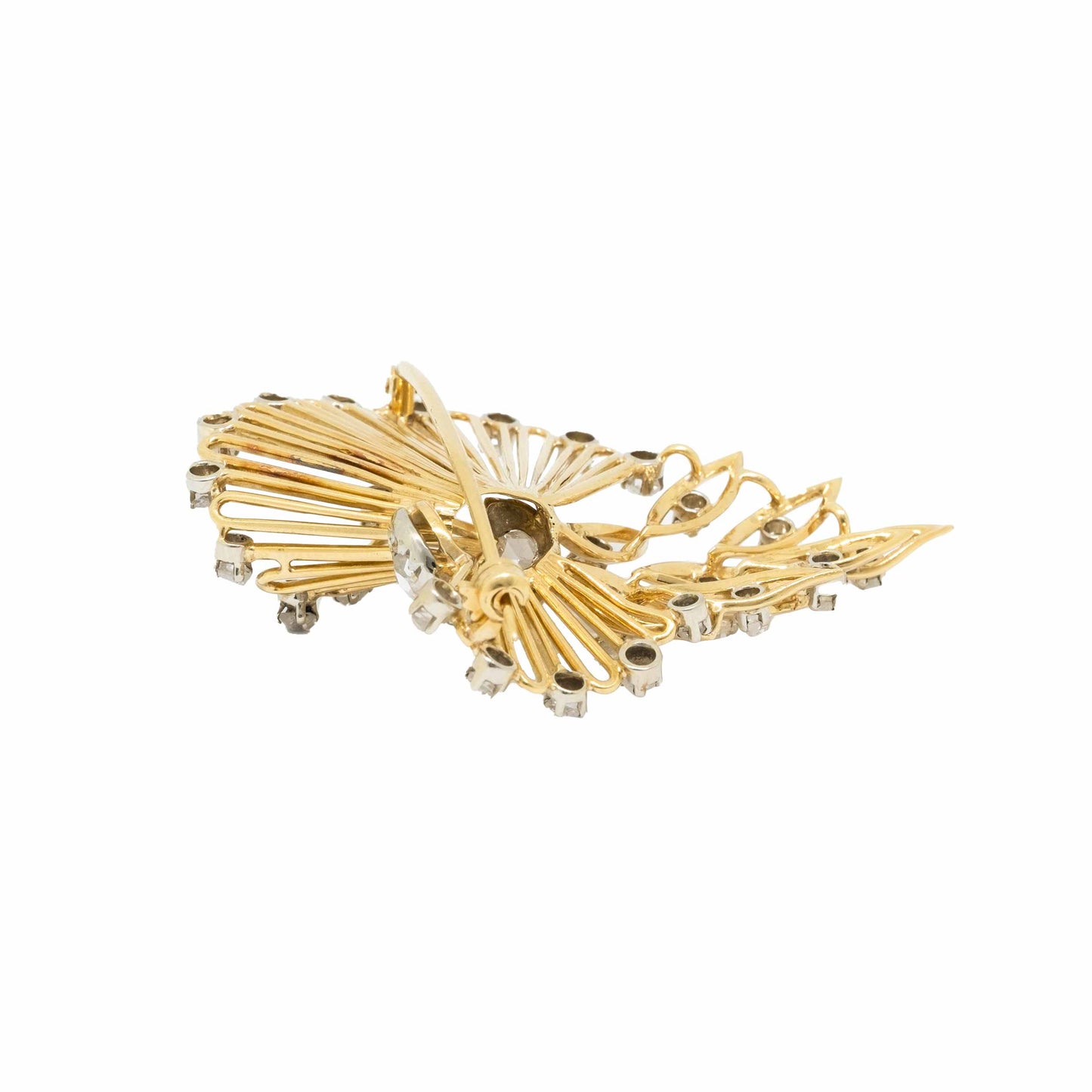 Gold & Diamond Bow shaped Brooch