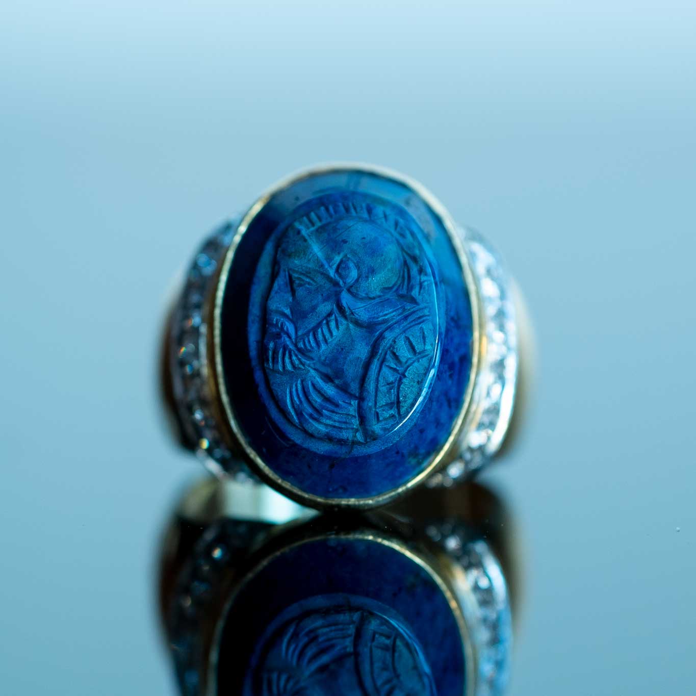 Sodalite Cameo Gold Ring