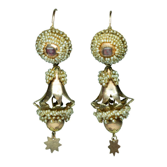 Antique Sicilian Earrings With Natural pearls