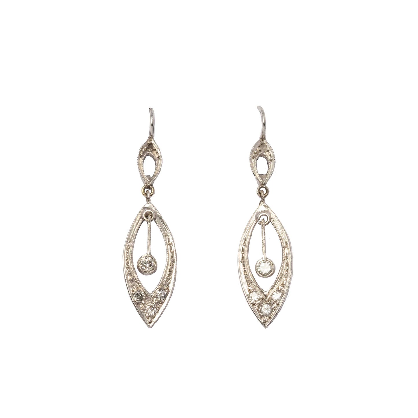 White gold and diamond drop earrings