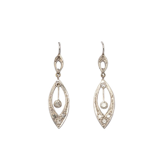 White gold and diamond drop earrings