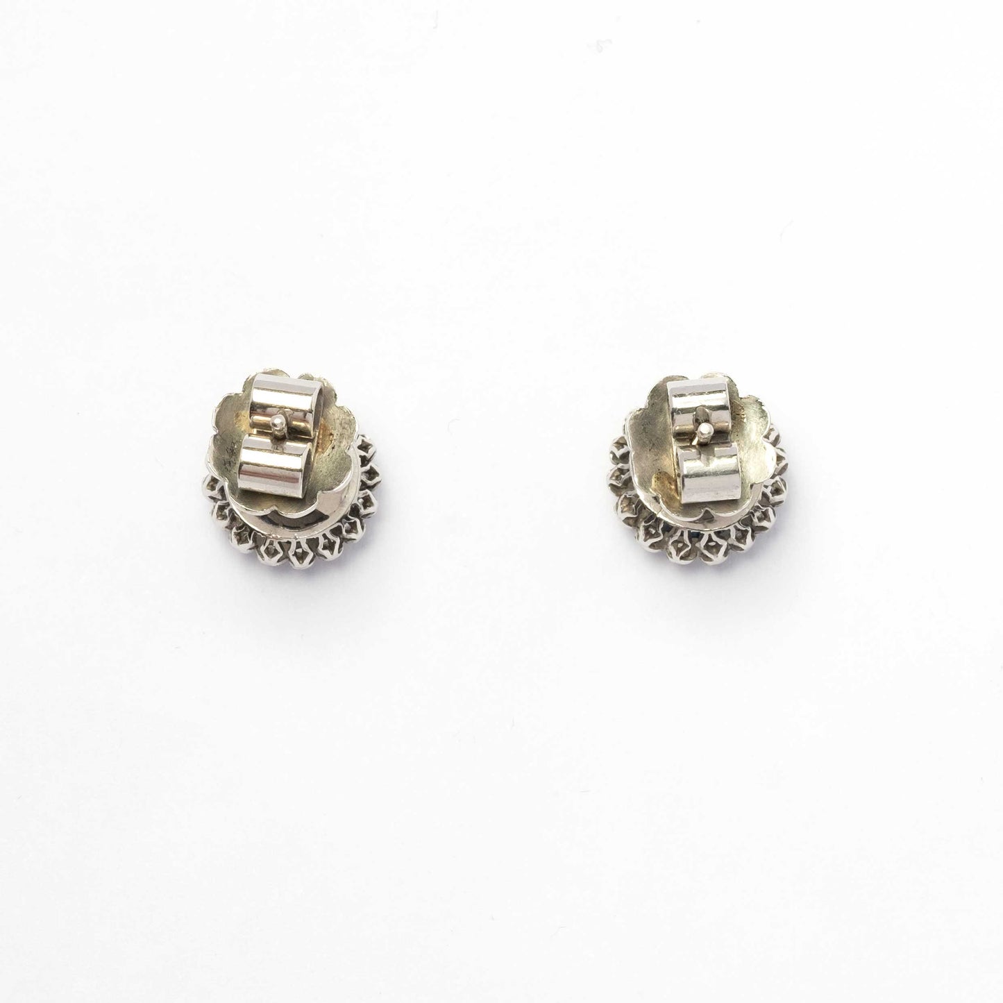 Diamond and sapphires platinum stud earrings